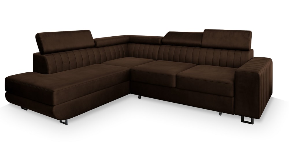 Wohnli Möbelsuche - Ecksofa mit Schlaffunktion aus Velours-Stoff