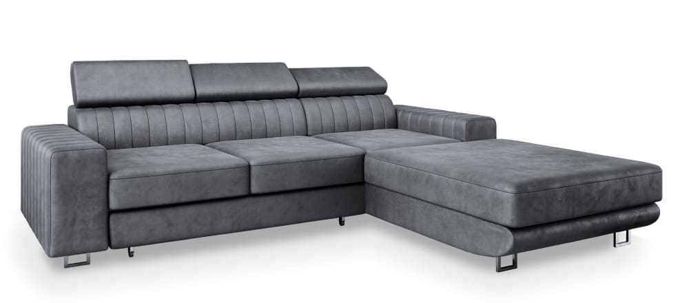 Wohnli Möbelsuche - Ecksofa mit Schlaffunktion aus Velours-Stoff