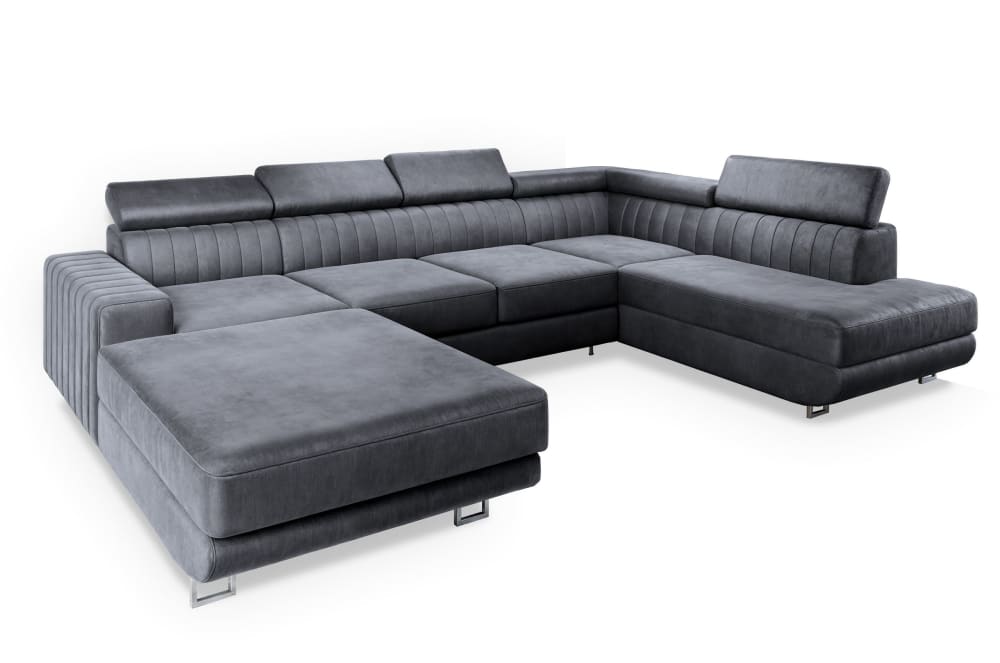 Wohnli Möbelsuche - Ecksofa mit Schlaffunktion aus Velours-Stoff