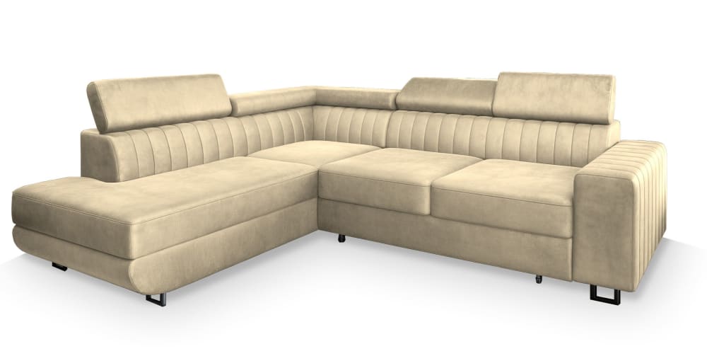 Wohnli Möbelsuche - Ecksofa mit Schlaffunktion aus Velours-Stoff