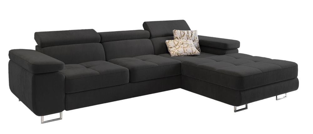 Wohnli Möbelsuche - Ecksofa mit Schlaffunktion aus Velours-Stoff