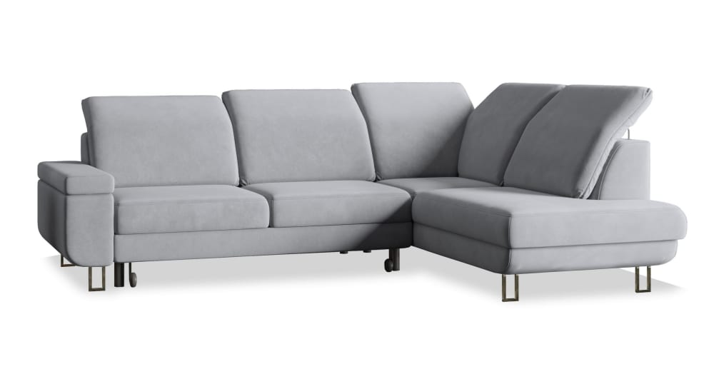 Wohnli Möbelsuche - Ecksofa mit Schlaffunktion aus Velours-Stoff