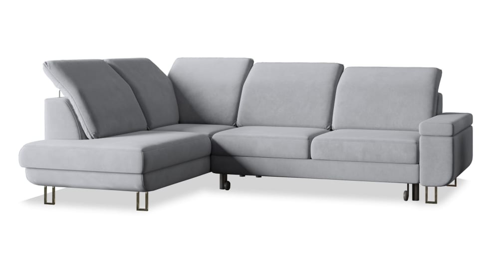 Wohnli Möbelsuche - Ecksofa mit Schlaffunktion aus Velours-Stoff