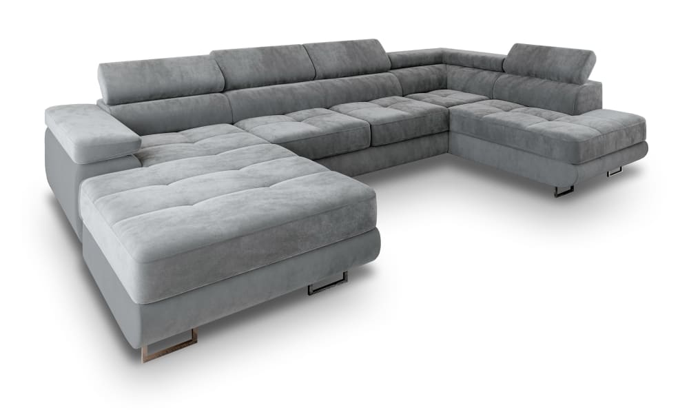 Wohnli Möbelsuche - Ecksofa mit Schlaffunktion aus Velours-Stoff