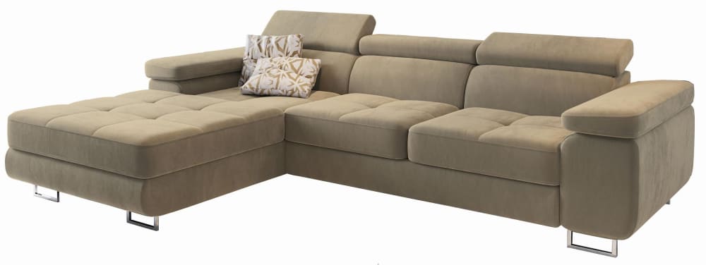 Wohnli Möbelsuche - Ecksofa mit Schlaffunktion aus Velours-Stoff