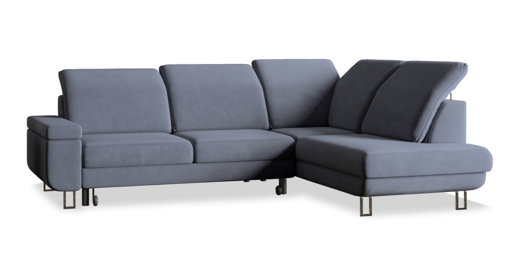 Wohnli Möbelsuche - Ecksofa mit Schlaffunktion aus Velours-Stoff