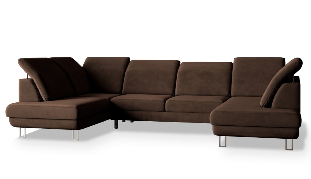 Wohnli Möbelsuche - Ecksofa mit Schlaffunktion aus Velours-Stoff