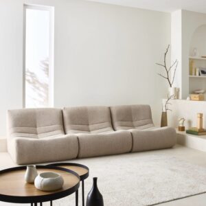 wohnli-moebel-suche-M24124230-1 3er-Set Sessel mit strukturiertem Bouclé-Bezug beige 91x72x105cm Stoff Beige sweeek Sofas und Sessel Sessel, Poufs und Fußbänke Sessel