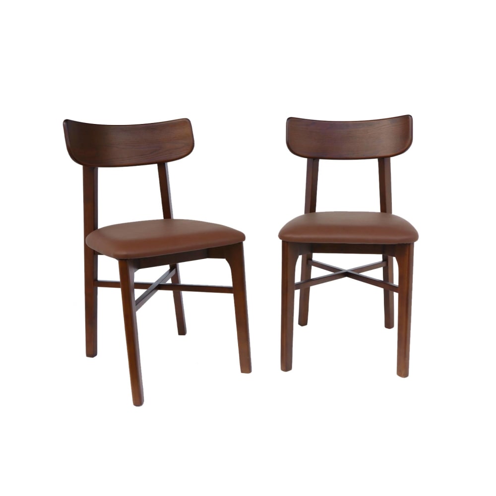 wohnli-moebel-suche-M24124297 Wohnli Möbelsuche - 2er Set Stühle aus Hevea-Holz und braunem Kunstleder