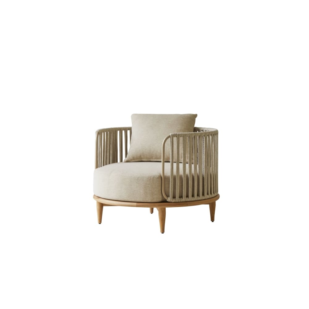 Wohnli Möbelsuche - Sessel aus massivem Teakholz und Stoff