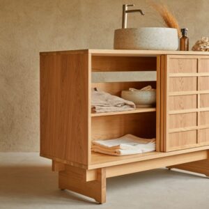 115x82x48cm Holz Beige Tikamoon Möbel Badezimmermöbel Badezimmerschränke