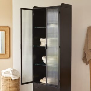 wohnli-moebel-suche-M24124781-1 Metallschrank 72x212x40cm Metall Schwarz Tikamoon Möbel Badezimmermöbel Bad-Hochschränke
