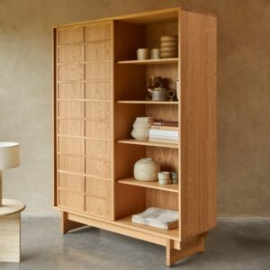 Schrank aus Eiche 134x183x48cm Holz Beige Tikamoon Möbel Schlafzimmermöbel Kommoden