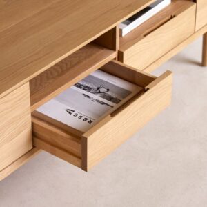 TV-Schrank aus massiver Eiche 180 cm 180x46x40cm Holz Beige Tikamoon Möbel Wohnzimmermöbel TV-Möbel