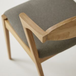 Stuhl aus massivem Teakholz und Stoff 55x74x54cm Holz Beige Tikamoon Möbel Esszimmermöbel Stühle