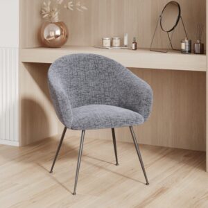 Sessel aus meliertem grauem Stoff mit schwarzen Metallbeinen 62x81x62cm Stoff Grau Maison Pavane Sofas und Sessel Sessel, Poufs und Fußbänke Sessel