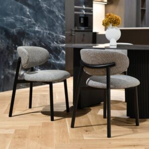 wohnli-moebel-suche-M24125550-1 Set aus 2 Stühlen aus dunkelgrauem Stoff mit schwarzen Metallbeinen 51x75x54cm Stoff Grau Maison Pavane Möbel Esszimmermöbel Stühle