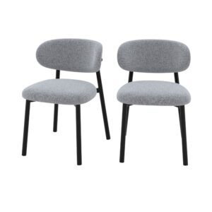 wohnli-moebel-suche-M24125550 Wohnli Möbelsuche - Set aus 2 Stühlen aus dunkelgrauem Stoff mit schwarzen Metallbeinen