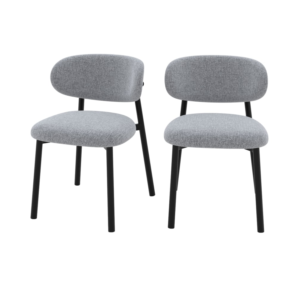 wohnli-moebel-suche-M24125550 Wohnli Möbelsuche - Set aus 2 Stühlen aus dunkelgrauem Stoff mit schwarzen Metallbeinen