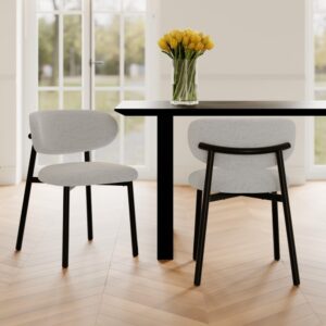2er Set Stühle in hellgrauem Stoff mit schwarzen Metallbeinen 51x75x54cm Stoff Grau Rendez-Vous Déco Möbel Esszimmermöbel Stühle