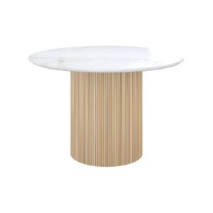 wohnli-moebel-suche-M24125683 Wohnli Möbelsuche - Runder Tisch für 4 Personen aus weißem Marmor und Mango-Holz D120 cm