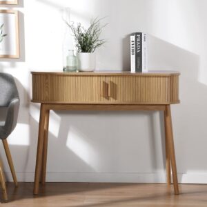 wohnli-moebel-suche-M24126092-1 Konsole 2 Schiebetüren B100 cm - Dekor Heller Holz 100x81x35cm Spanplatte Beige Calicosy Möbel Wohnzimmermöbel Konsolentische