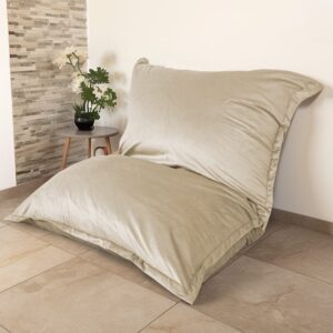 Innensitzsack XXL - Samtbezug - 190x155cm - Creme 190x10x155cm Polyester Beige Deco Arts Sofas und Sessel Sessel, Poufs und Fußbänke Sitzsäcke