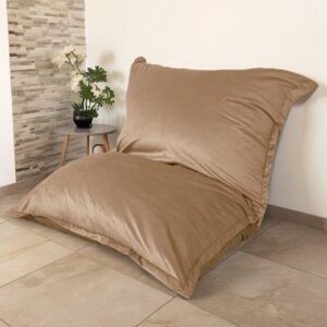Innensitzsack XXL - Samtbezug - 190x155cm - Beige 190x10x155cm Polyester Beige Deco Arts Sofas und Sessel Sessel, Poufs und Fußbänke Sitzsäcke