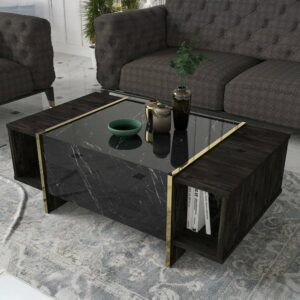 wohnli-moebel-suche-M24128390-1 Wohnzimmertisch Holzeffekt schwarzes gold 104x60 h37 cm 104x37x60cm Holz Schwarz Dmora Möbel Wohnzimmermöbel Couchtische