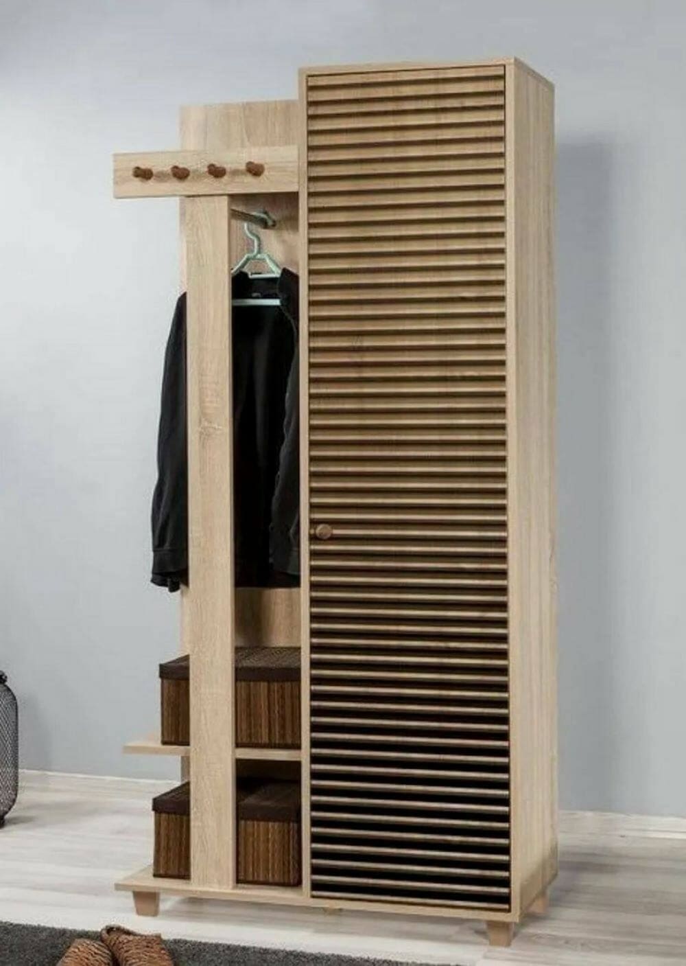 Eingangsmöbel Holzeffekt eiche 90x36 h194 cm 90x194x36cm Holz Braun Dmora Möbel Flurmöbel Dielenbänke