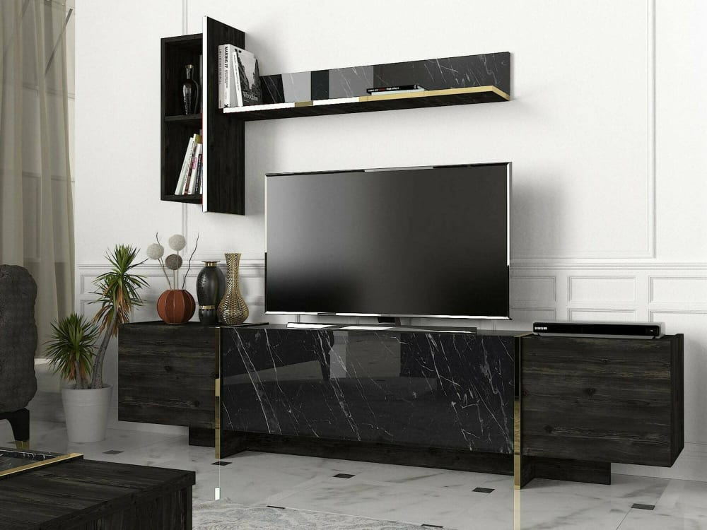 Mobile porta TV 180x45x32cm Holz Schwarz Dmora Möbel Wohnzimmermöbel TV-Möbel