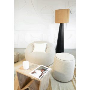 Pouf aus natürlichem Leinen 90x70x90cm Leinen Beige MX HOME Sofas und Sessel Sessel, Poufs und Fußbänke Sitzsäcke