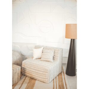 Sessel aus grauem Baumwollstoff mit Fransen 90x40x90cm Baumwolle Grau MX HOME Sofas und Sessel Sessel, Poufs und Fußbänke Sessel