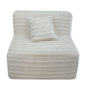 Wohnli Möbelsuche - Sessel aus grauem Baumwollstoff mit Fransen