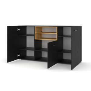 151x86x44cm Spanplatte Schwarz Petits meubles Möbel Esszimmermöbel Sideboards, Highboards & niedrige Anrichten