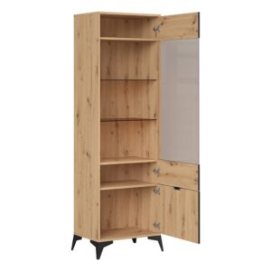 Vitrine mit 2 Türen, Holzoptik, 60cm 60x197x41cm Spanplatte Beige Petits meubles Möbel Esszimmermöbel Vitrine und Vitrinenschrank