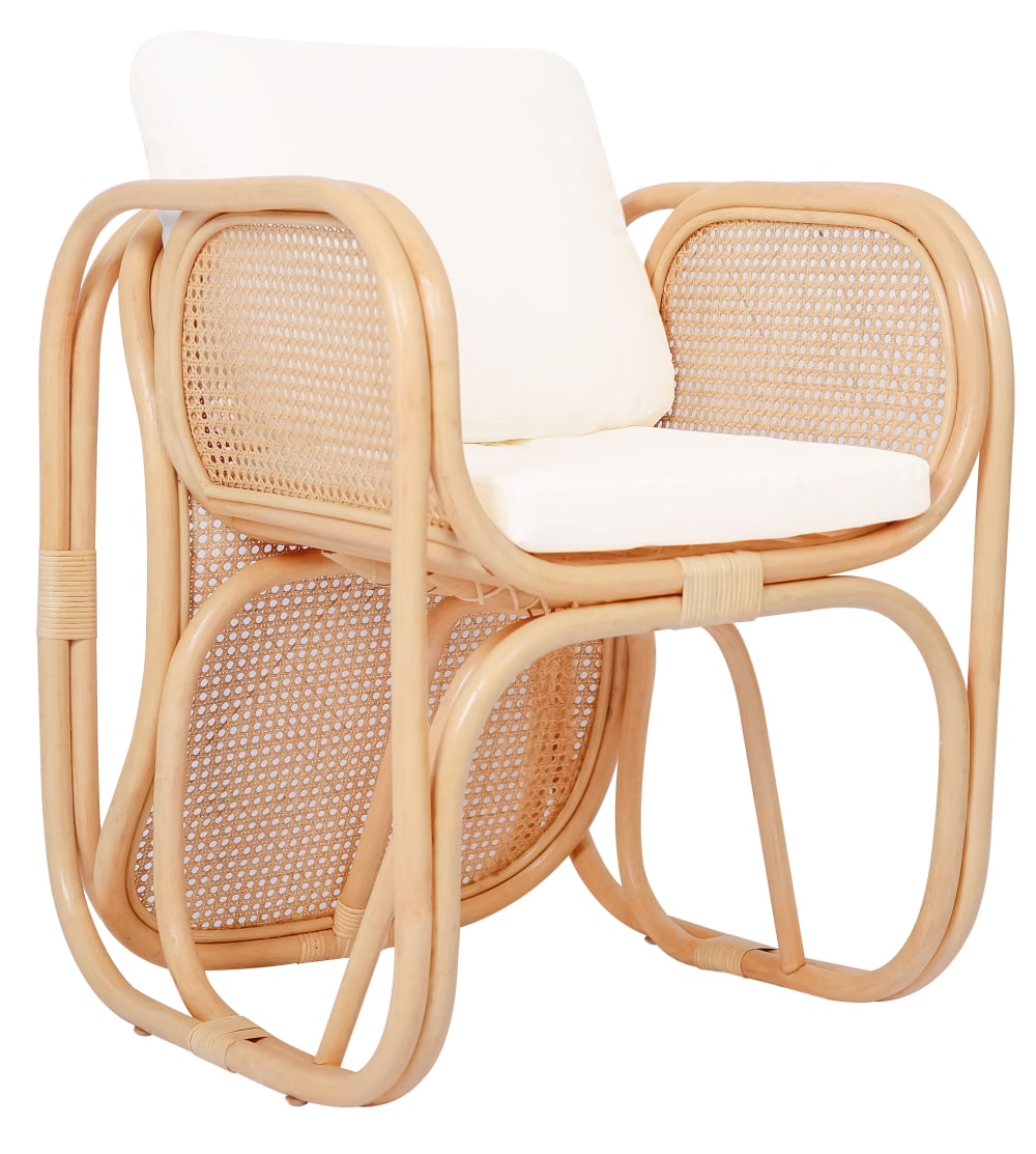 Wohnli Möbelsuche - Sessel aus Rattan und Stoff Beige