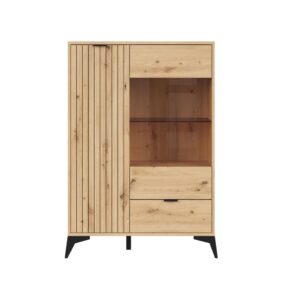 wohnli-moebel-suche-M24135605-1 Geschirrschrank mit 1 Schublade und 2 Türen, Holzoptik, 90cm 90x133x41cm Spanplatte Beige Petits meubles Möbel Esszimmermöbel Geschirrschränke