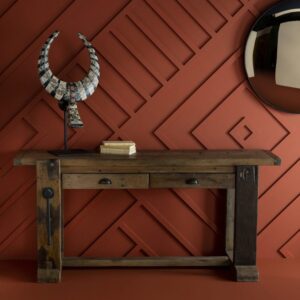 Bootsbodenkonsole aus recyceltem Holz - L175 cm 175x80x57cm Holz Braun Signature Möbel Wohnzimmermöbel Konsolentische