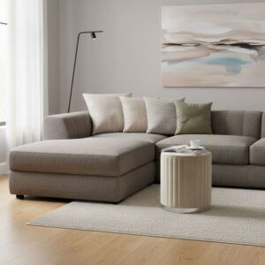 Gesteppter Samthocker mit Chromfuß beige/silber 36x43x36cm Samt Beige Siediti Fuori e Dentro Sofas und Sessel Sessel, Poufs und Fußbänke Sitzsäcke