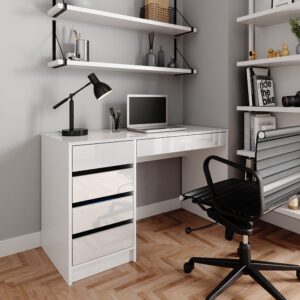 wohnli-moebel-suche-M24136965-1 Schreibtisch mit Schubladen Weiß 55x75cm 55x75x120cm Spanplatte Weiß Vicco Möbel Schlafzimmermöbel Schminktische