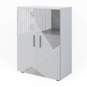 Wohnli Möbelsuche - Midischrank  Weiß Hochglanz mit Einsätzen 60x81cm