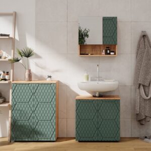 wohnli-moebel-suche-M24137054-1 Midischrank Goldkraft Eiche/Grün 60x81cm 60x81x30cm Spanplatte Braun Vicco Möbel Badezimmermöbel