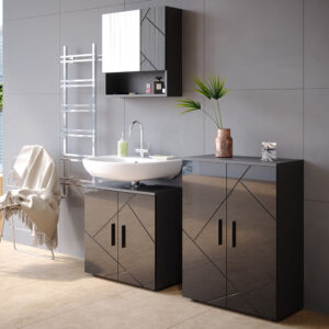wohnli-moebel-suche-M24137109-1 Midischrank Anthrazit Hochglanz 60x81cm 60x81x30cm Spanplatte Schwarz Vicco Möbel Badezimmermöbel
