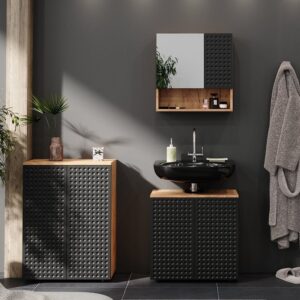 Midischrank  Anthrazit gepunktet 60x81cm 60x81x30cm Spanplatte Schwarz Vicco Möbel Badezimmermöbel