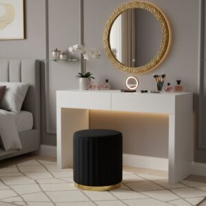 wohnli-moebel-suche-M24137324-1 Gesteppter Samthocker mit Chromfuß schwarz/gold 36x44x36cm Samt Schwarz Siediti Fuori e Dentro Sofas und Sessel Sessel, Poufs und Fußbänke Sitzsäcke