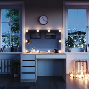 Weiß/Sonoma 120 x 75cm mit LED Beleuchtung
