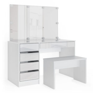 wohnli-moebel-suche-M24137745 Wohnli Möbelsuche - Schminktisch mit LED Beleuchtung und Bank Weiß 120x75cm