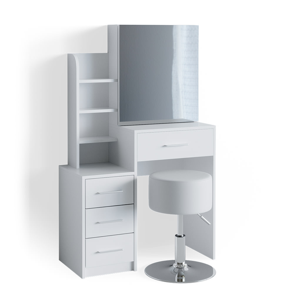 wohnli-moebel-suche-M24137767 Wohnli Möbelsuche - Schminktisch mit Hocker Weiß 80x131.6cm