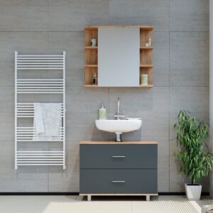 Badmöbel-Set Unterschrank 80 cm Anthrazit/Goldkraft Eiche